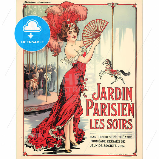 Enchanting Vintage French Cabaret Elegance: A Captivating Art Nouveau Poster