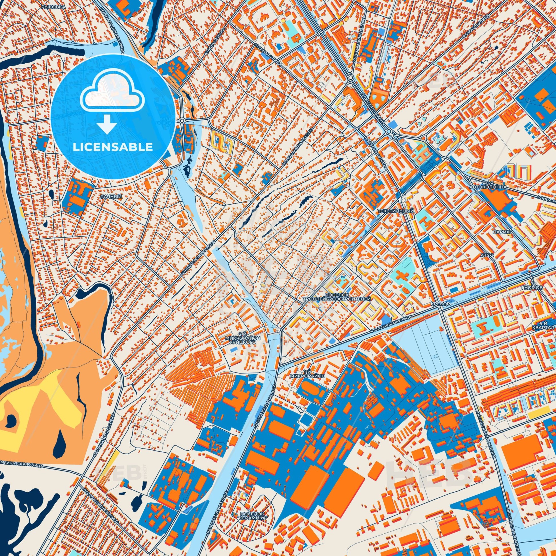 Colorful Engels Street Map with Labels and Buildings