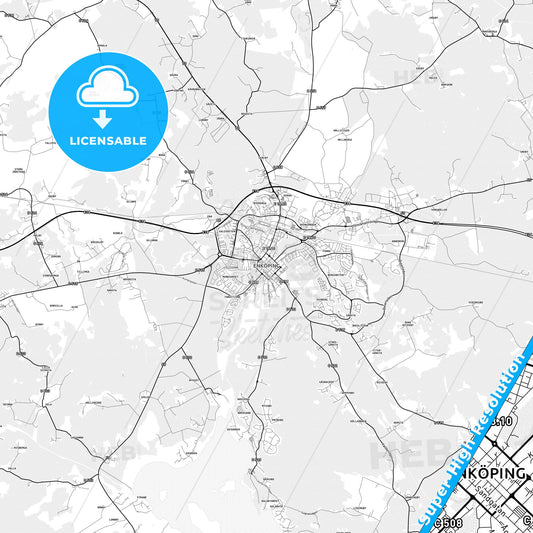 Enköping, Sweden light map with streetnames, citynames and districts