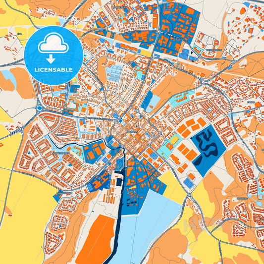 Colorful Enköping Street Map with Labels and Buildings