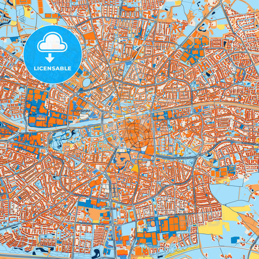 Colorful Enschede Street Map with Labels and Buildings