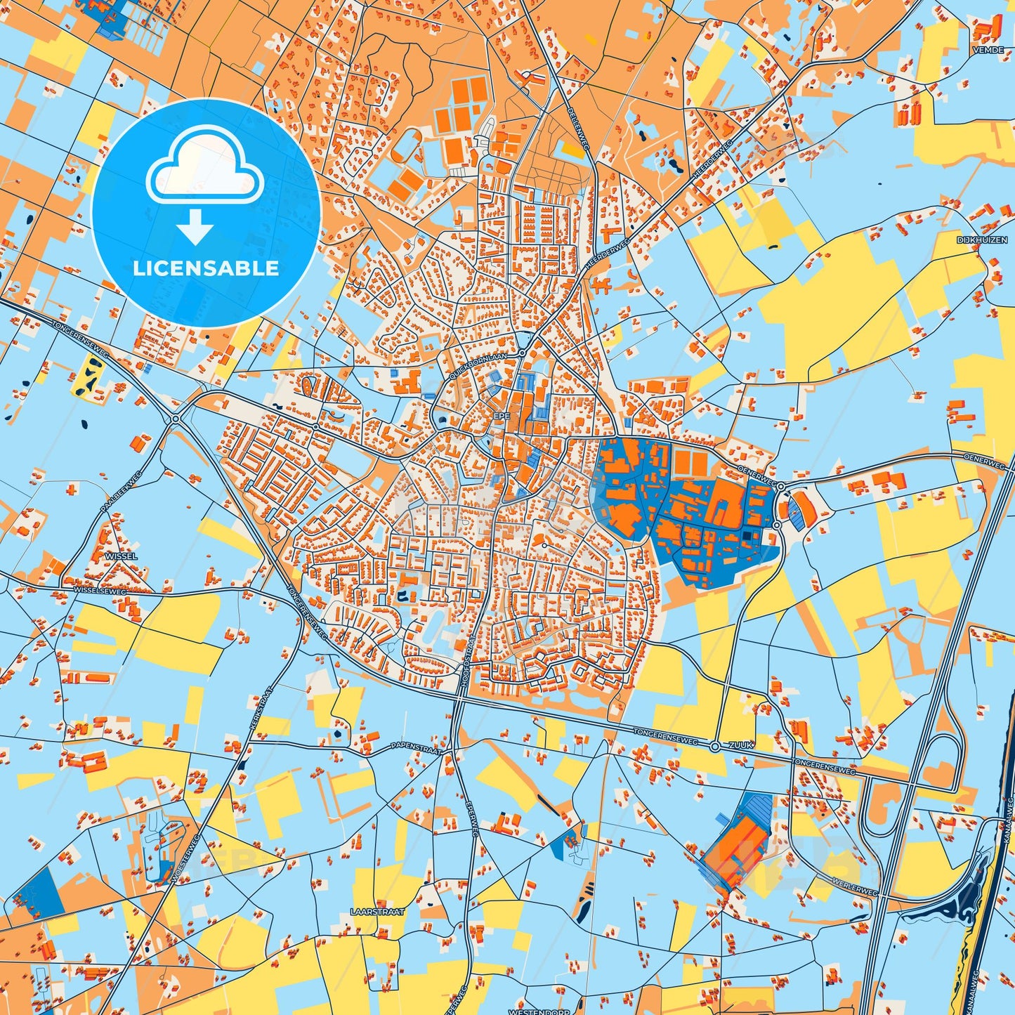 Colorful Epe Street Map with Labels and Buildings