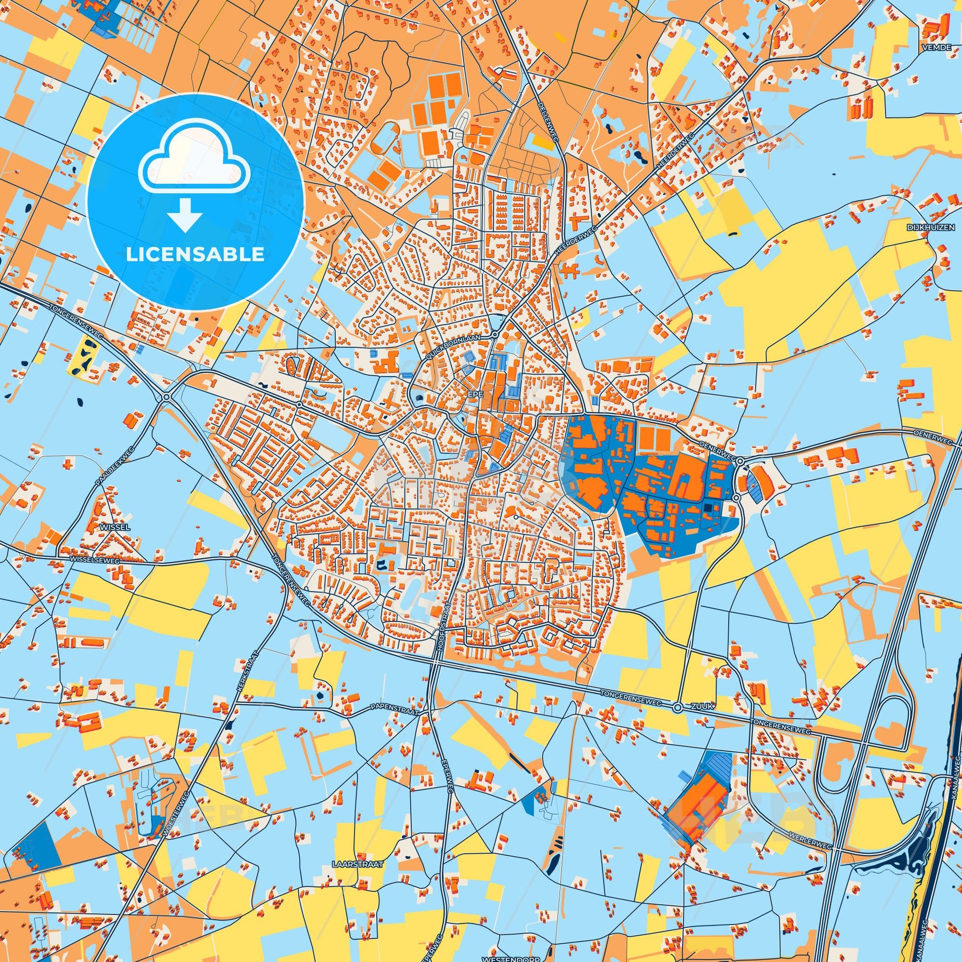 Colorful Epe Street Map with Labels and Buildings
