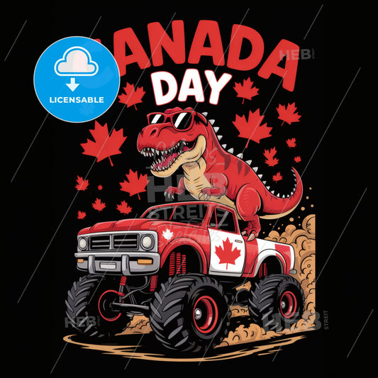 Epic Canada Day Monster Truck: T-Rex Adventure with Patriotic Flair!