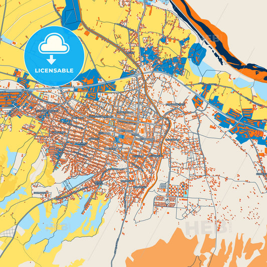 Colorful Erbaa Street Map with Labels and Buildings