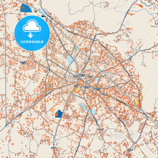 Colorful Erciş Street Map with Labels and Buildings