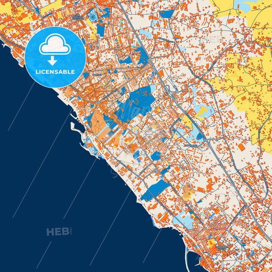Colorful Ercolano Street Map with Labels and Buildings