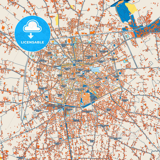 Colorful Ereğli Street Map with Labels and Buildings