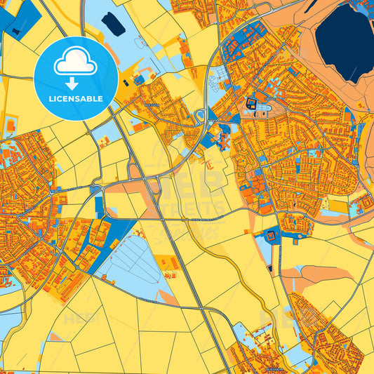 Colorful Erftstadt Street Map with Labels and Buildings
