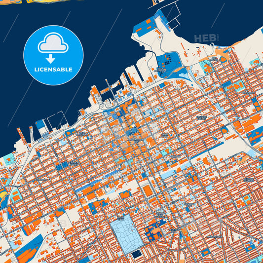 Colorful Erie Street Map with Labels and Buildings