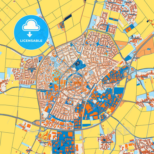 Colorful Erkelenz Street Map with Labels and Buildings