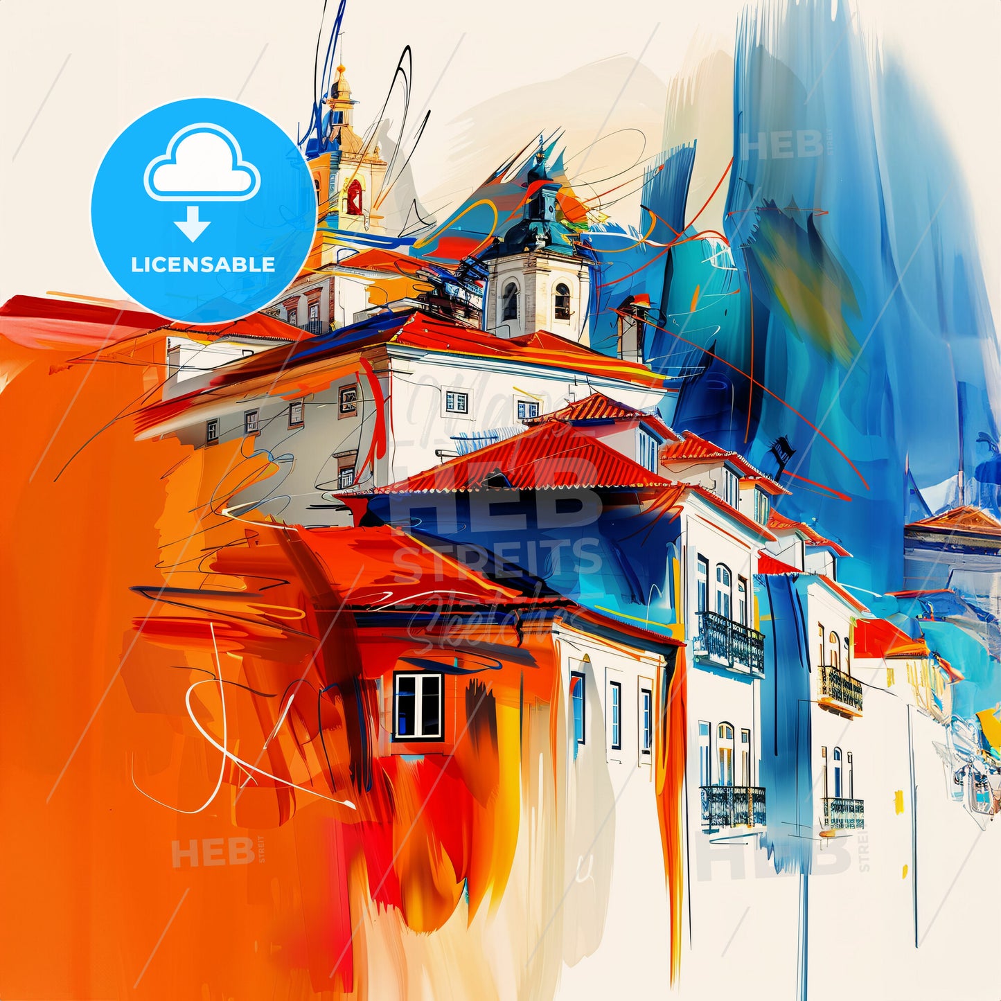 Vibrant Ermesinde, Portugal - A Painting Of A Building