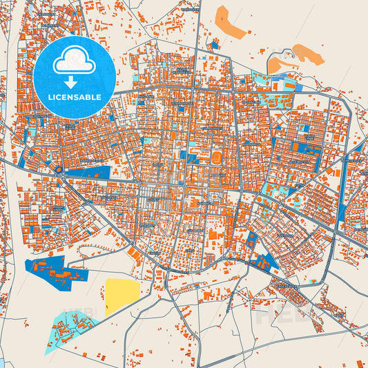 Colorful Erzincan Street Map with Labels and Buildings