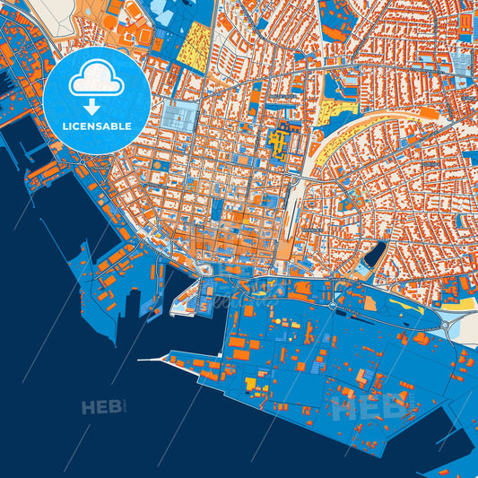 Colorful Esbjerg Street Map with Labels and Buildings