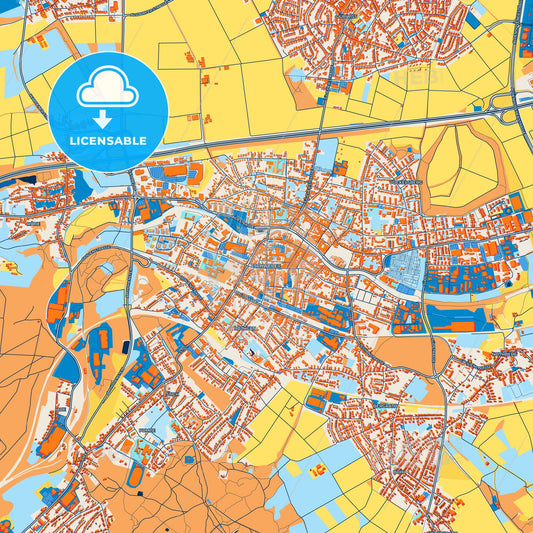 Colorful Eschweiler Street Map with Labels and Buildings