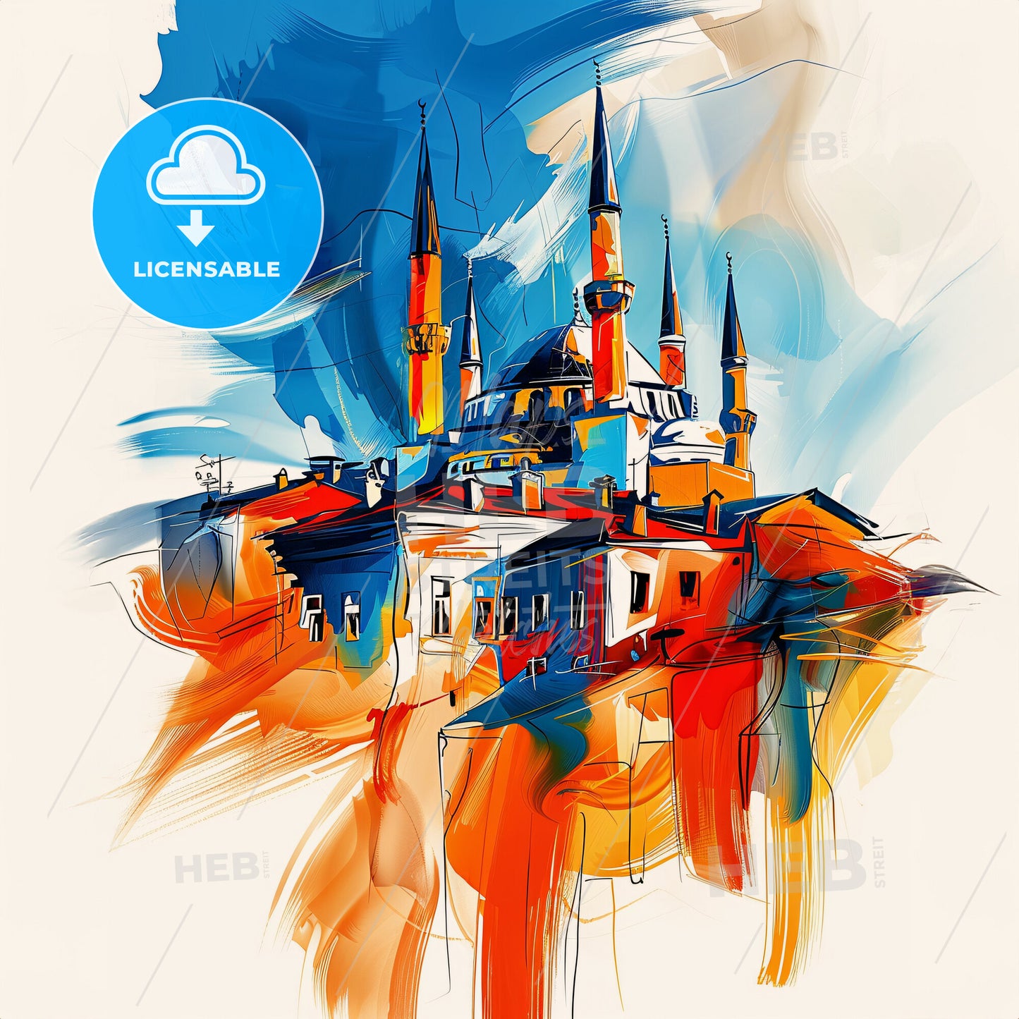 Vibrant Eski̇şehi̇r, Turkey - A Painting Of A Building With Towers