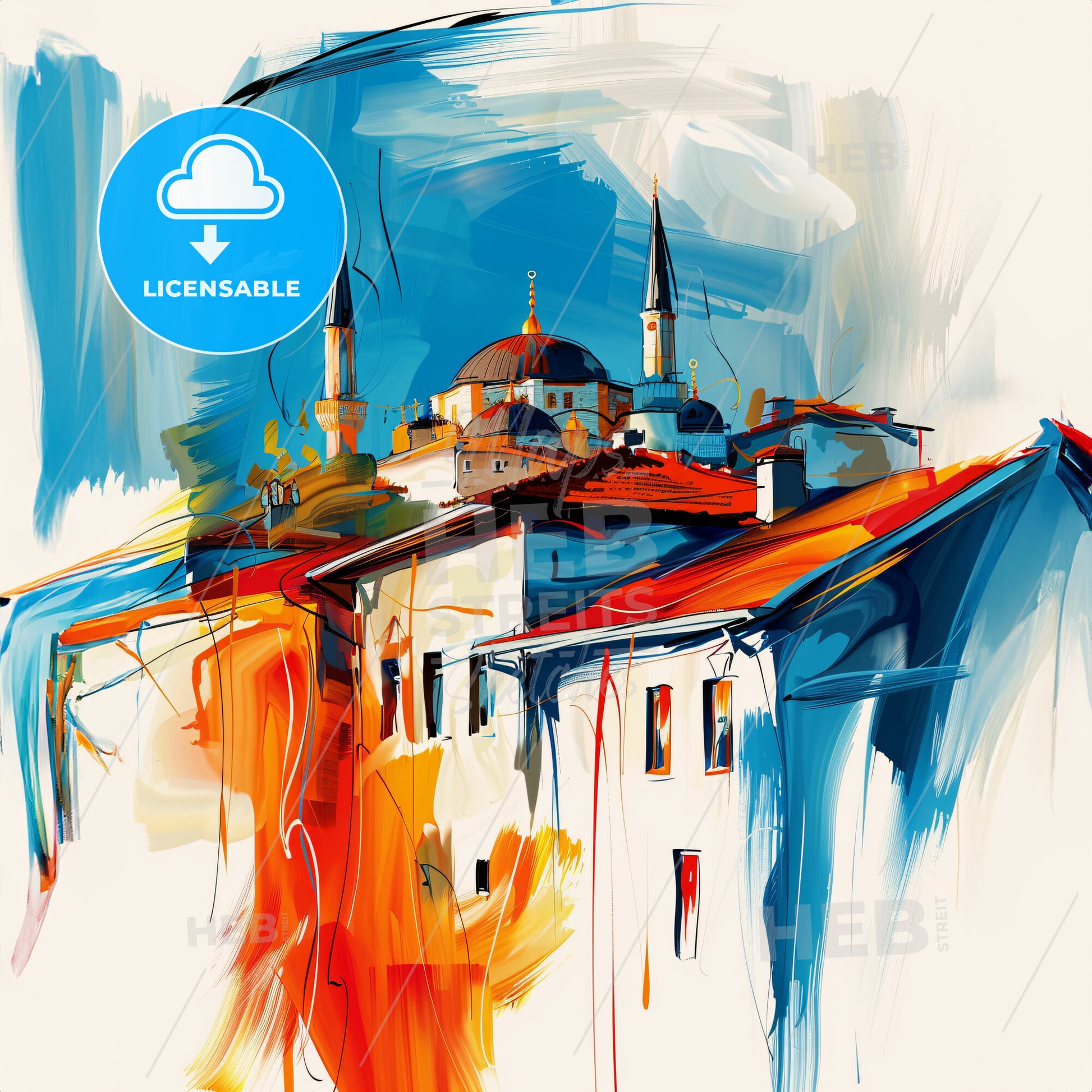 Vibrant Eski̇şehi̇r, Turkey - A Painting Of A Building With A Dome And Towers