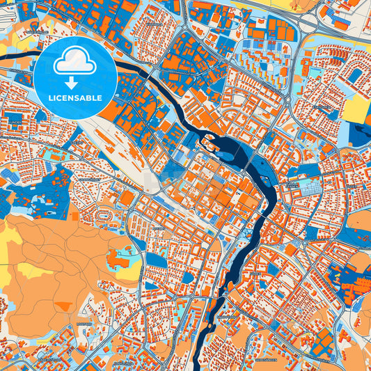 Colorful Eskilstuna Street Map with Labels and Buildings