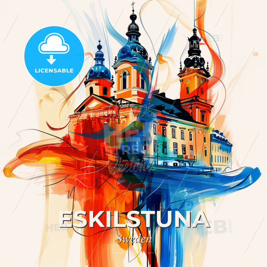 Vibrant Eskilstuna, Sweden - A Painting Of A Building With Colorful Paint - Square format print template