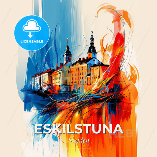 Vibrant Eskilstuna, Sweden - A Colorful Painting Of Buildings - Square format print template