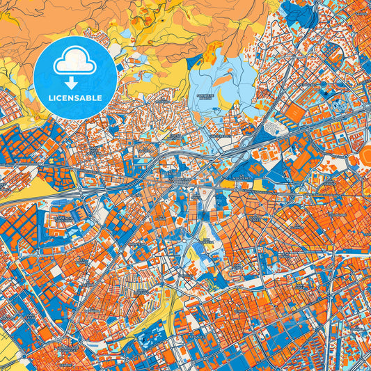 Colorful Esplugues de Llobregat Street Map with Labels and Buildings