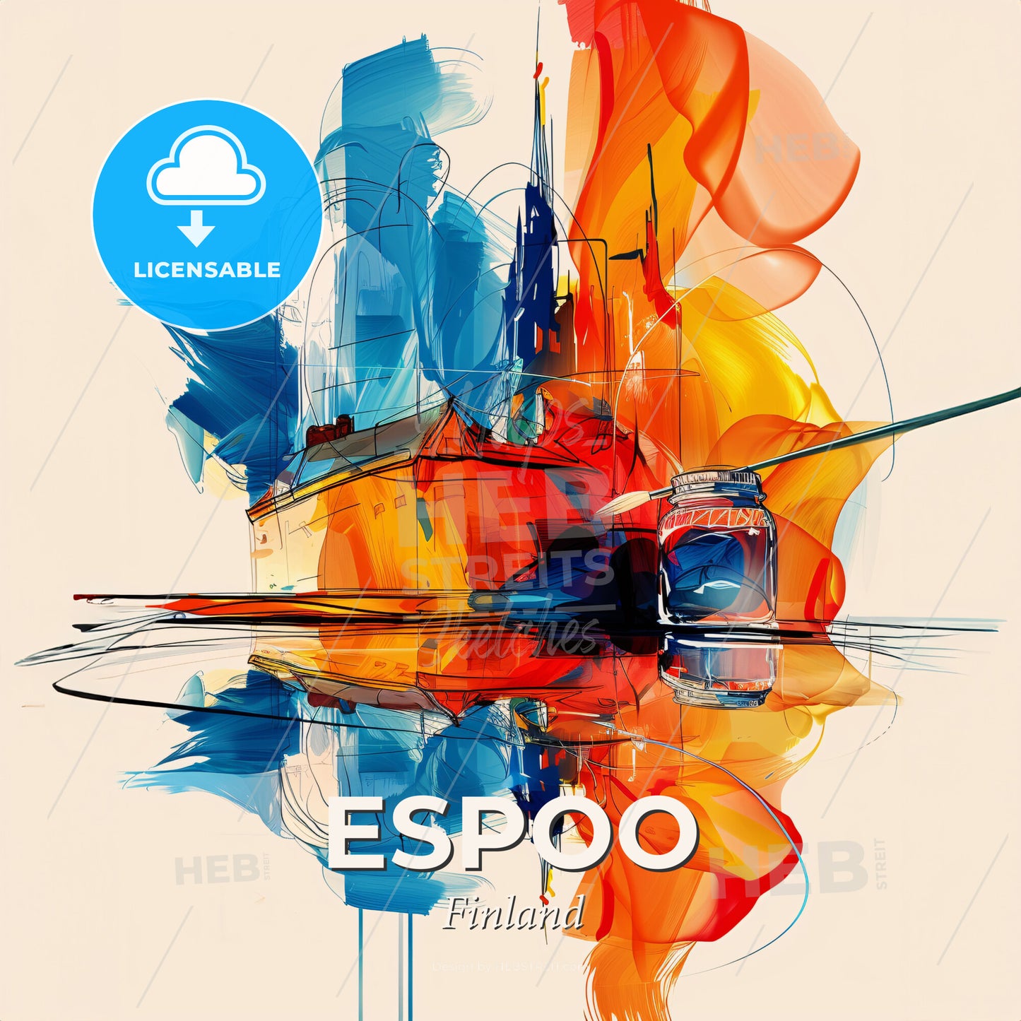 Vibrant Espoo, Finland - A Painting Of A City - Square format print template