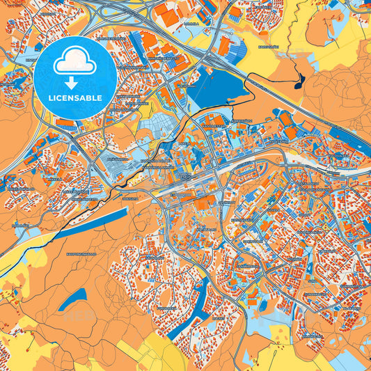 Colorful Espoo Street Map with Labels and Buildings