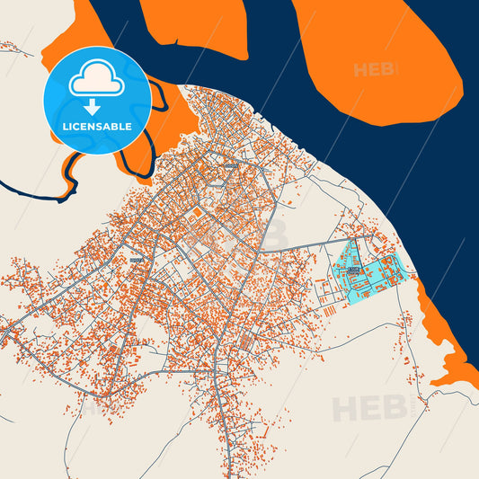 Colorful Esuk Oron Street Map with Labels and Buildings
