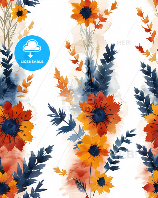 Watercolor Illustration: Vibrant Floral Ethnic Painting, Digital Art, Watercolor Brush, Flat Style, Surface Design, Creative Art, Artistic Decor