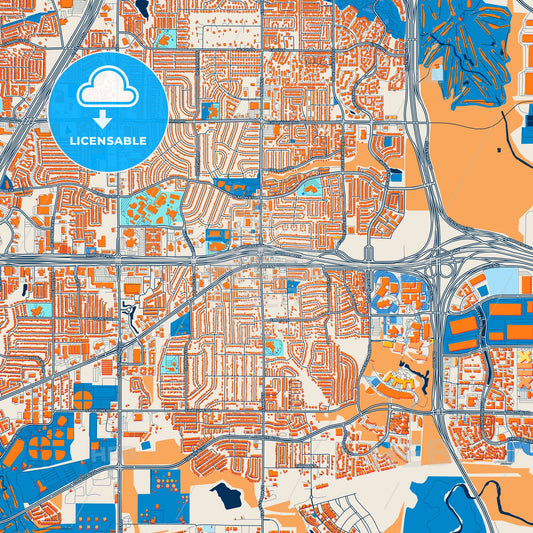 Colorful Euless Street Map with Labels and Buildings