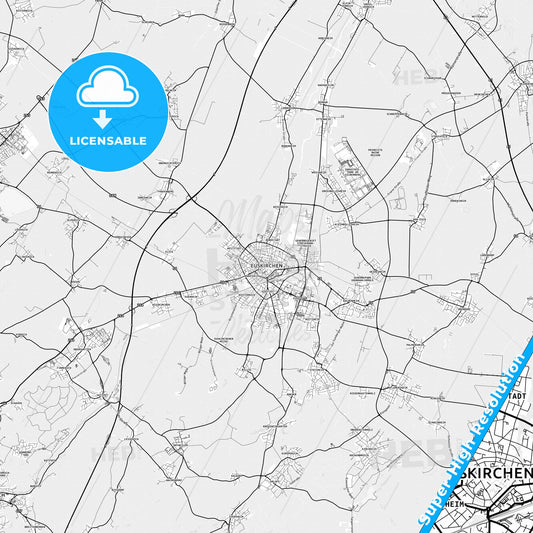 Euskirchen, Germany light map with streetnames, citynames and districts