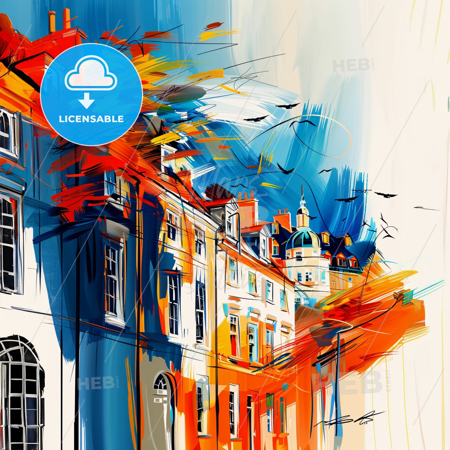 Vibrant Exeter, England - A Painting Of A Building