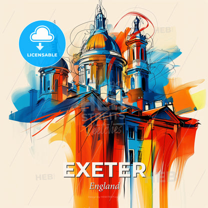 Vibrant Exeter, England - A Colorful Building With Domes - Square format print template