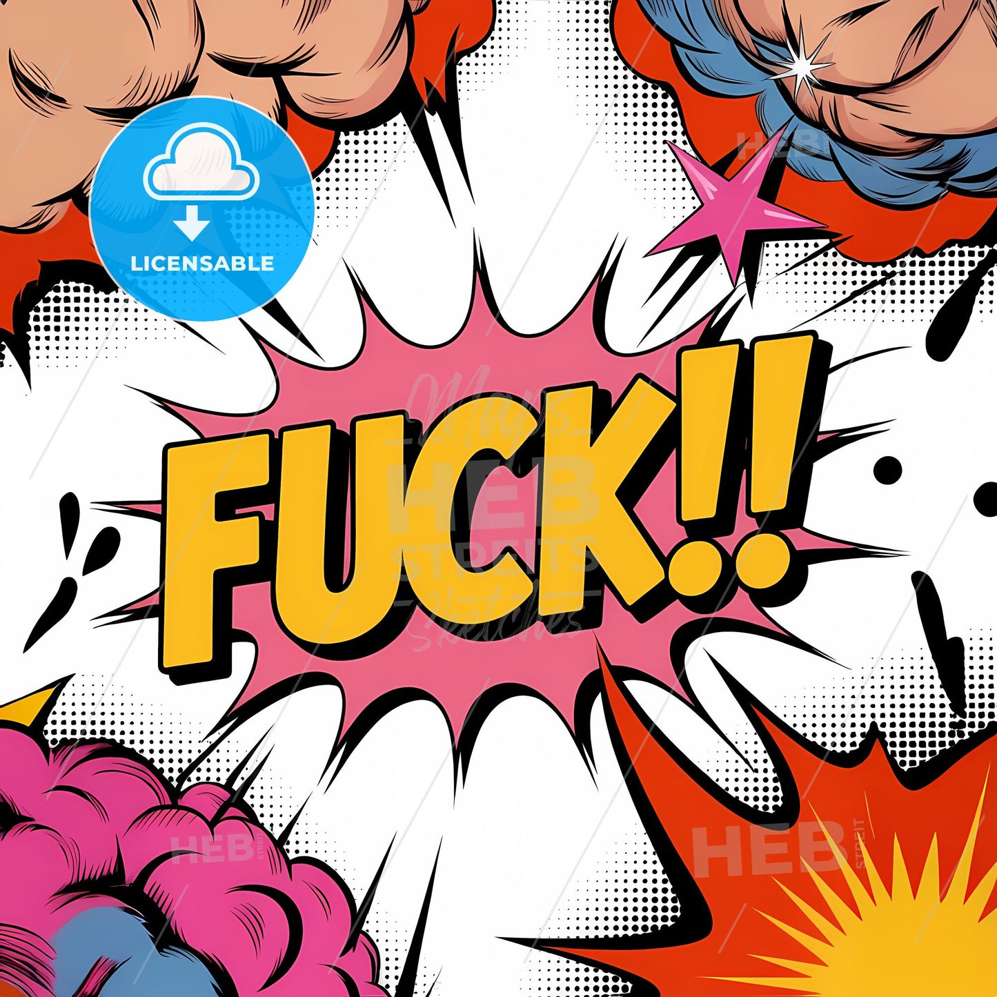 Explosive Boldness: Vibrant Comic Bubble Art with Jagged Impact