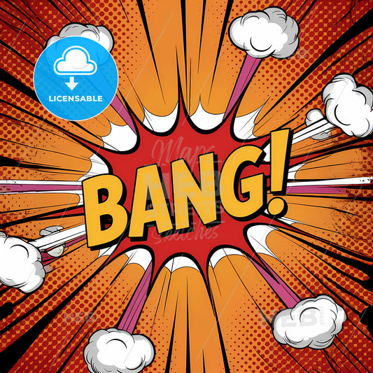 Explosive Comic Burst: Bold BANG! Design in Vivid Colors