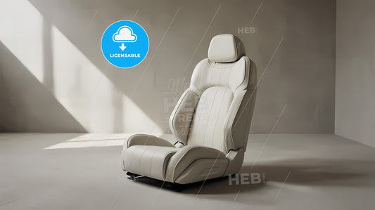 Exquisite Modern Racing-Style White Leather Car Seat in Elegant Minimalist Setting