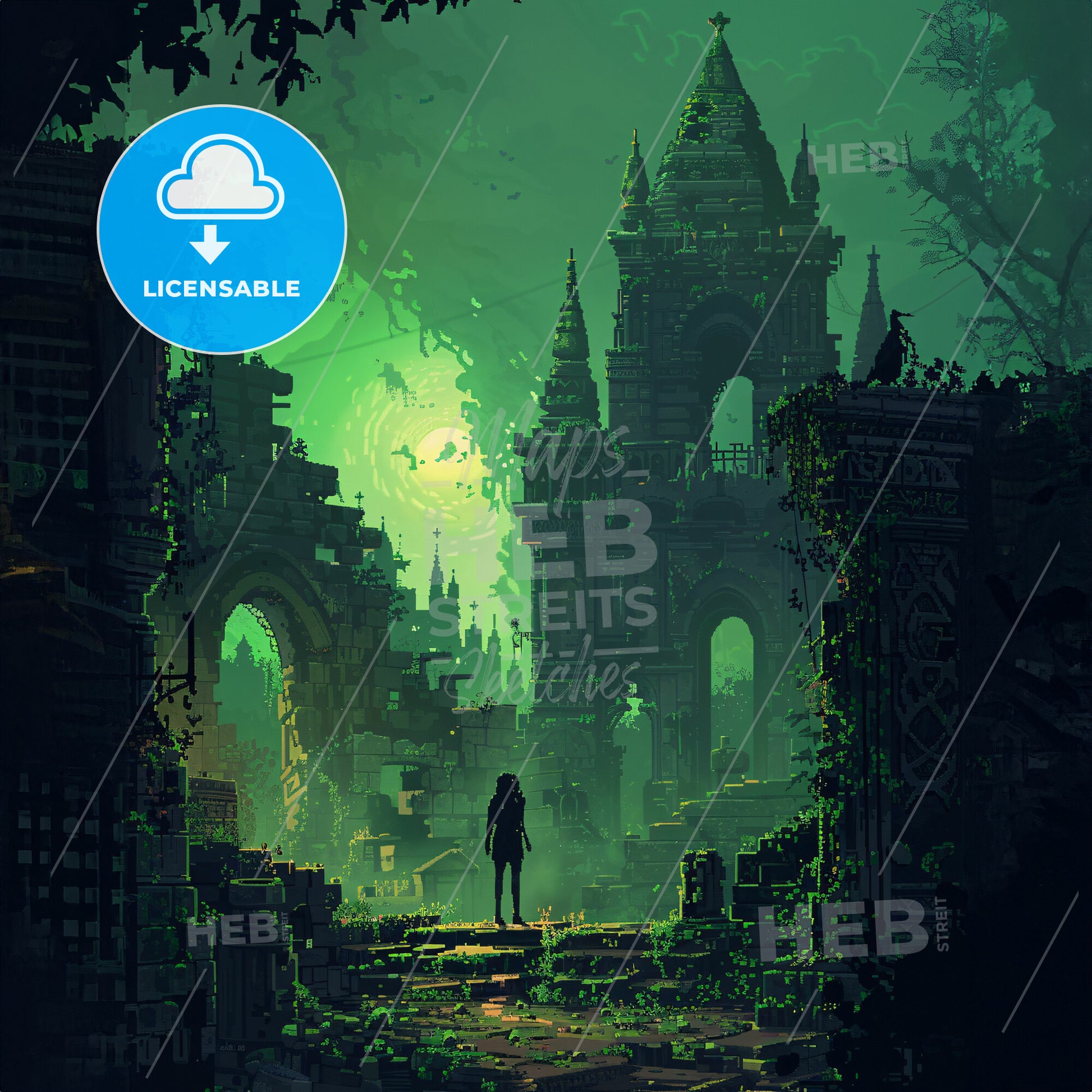 A Person Standing In A Ruined Building