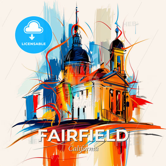 Vibrant Fairfield, California - A Painting Of A Building - Square format print template