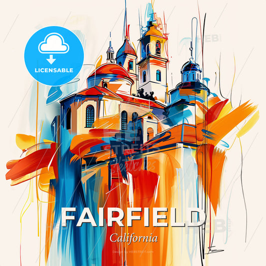 Vibrant Fairfield, California - A Painting Of A Building - Square format print template