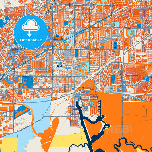 Colorful Fairfield Street Map with Labels and Buildings