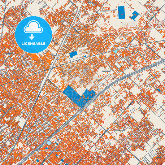 Colorful Faisalabad Street Map with Labels and Buildings