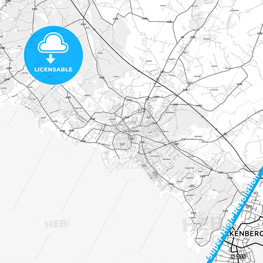 Falkenberg, Sweden light map with streetnames, citynames and districts