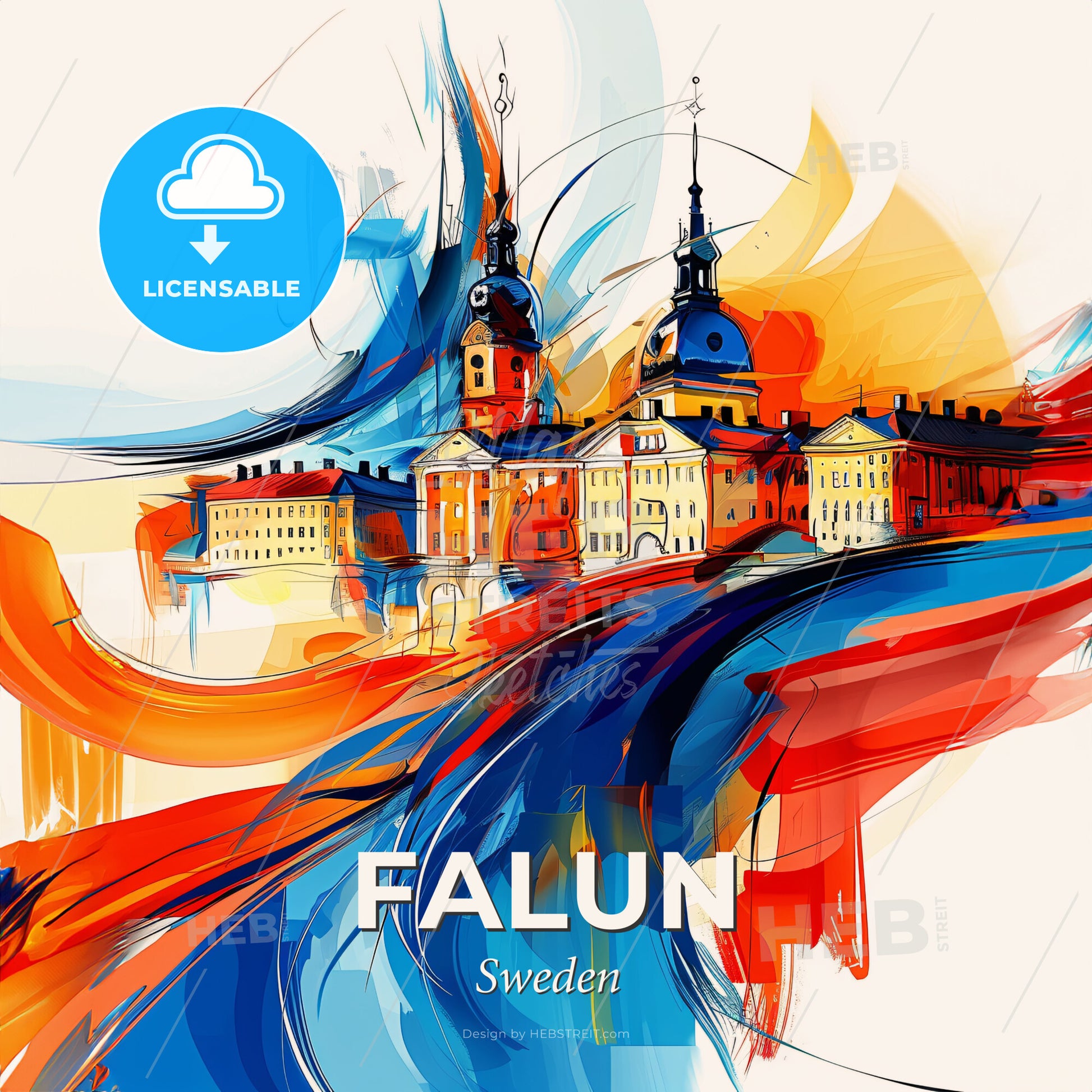 Vibrant Falun, Sweden - A Colorful Painting Of A Building - Square format print template