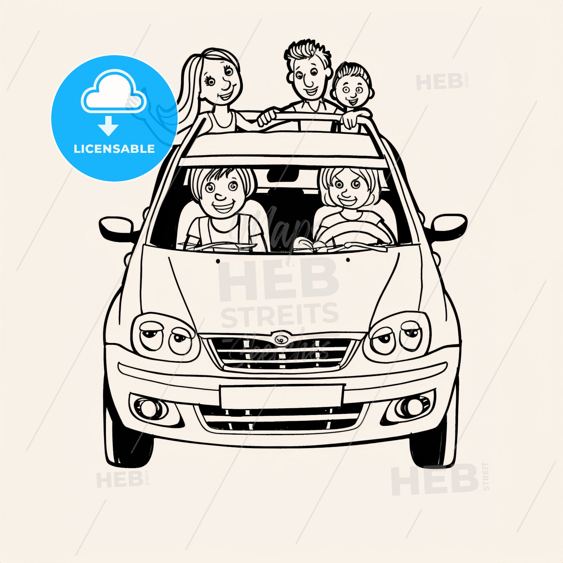 Family Car - A Group Of People In A Car