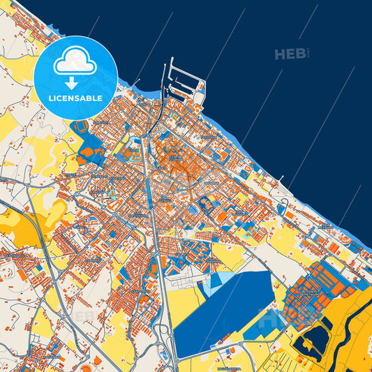 Colorful Fano Street Map with Labels and Buildings