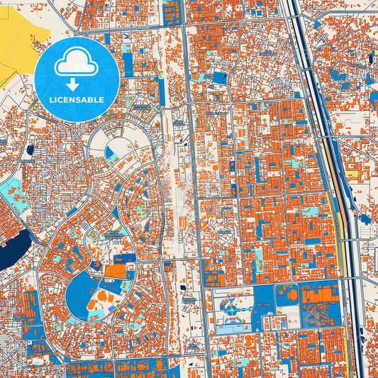 Colorful Faridabad Street Map with Labels and Buildings