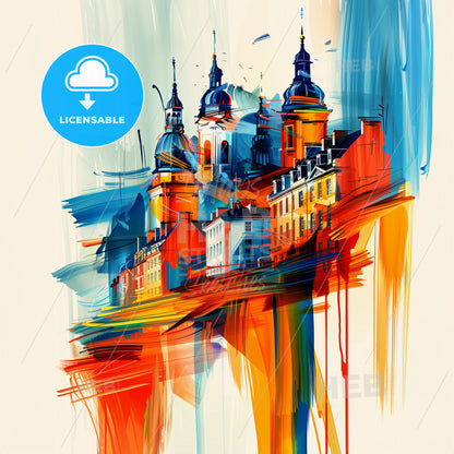 Vibrant Farnborough, England - A Painting Of A City