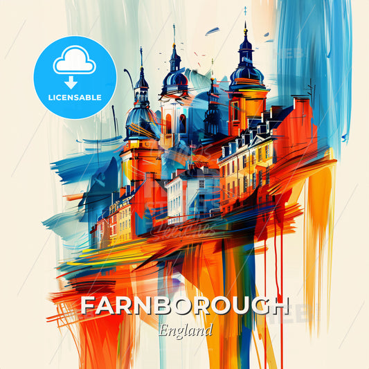 Vibrant Farnborough, England - A Painting Of A City - Square format print template