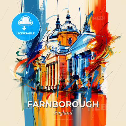 Vibrant Farnborough, England - A Painting Of A Building - Square format print template