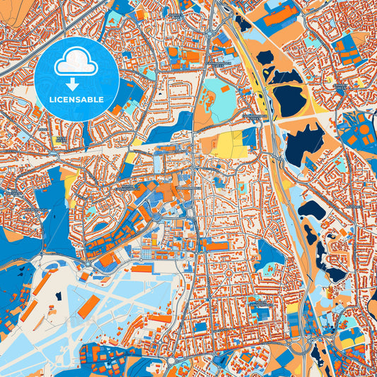 Colorful Farnborough Street Map with Labels and Buildings